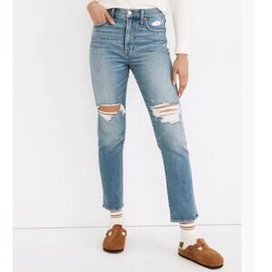 Madewell Perfect Vintage Jeans Straight Ripped Distressed High Rise Denman 27